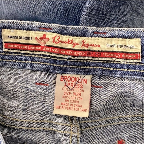 Vintage Brooklyn Xpress Wide Leg Denim jean Shorts 35 - Picture 9 of 11